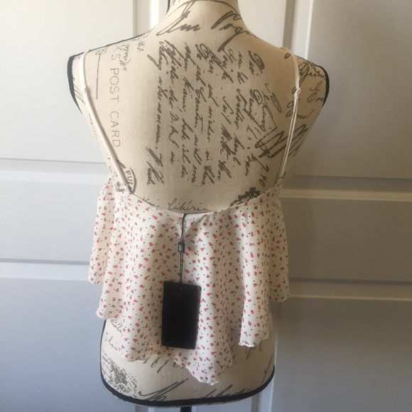 SALE-Flowy Crop Top White w/ Red Flowers Size 8 - Picture 6 of 7