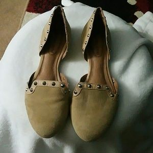 Tan flats with silver studs