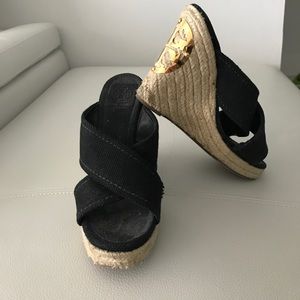 Black Tory Burch wedges