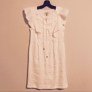 JCrew linen lace up white dress