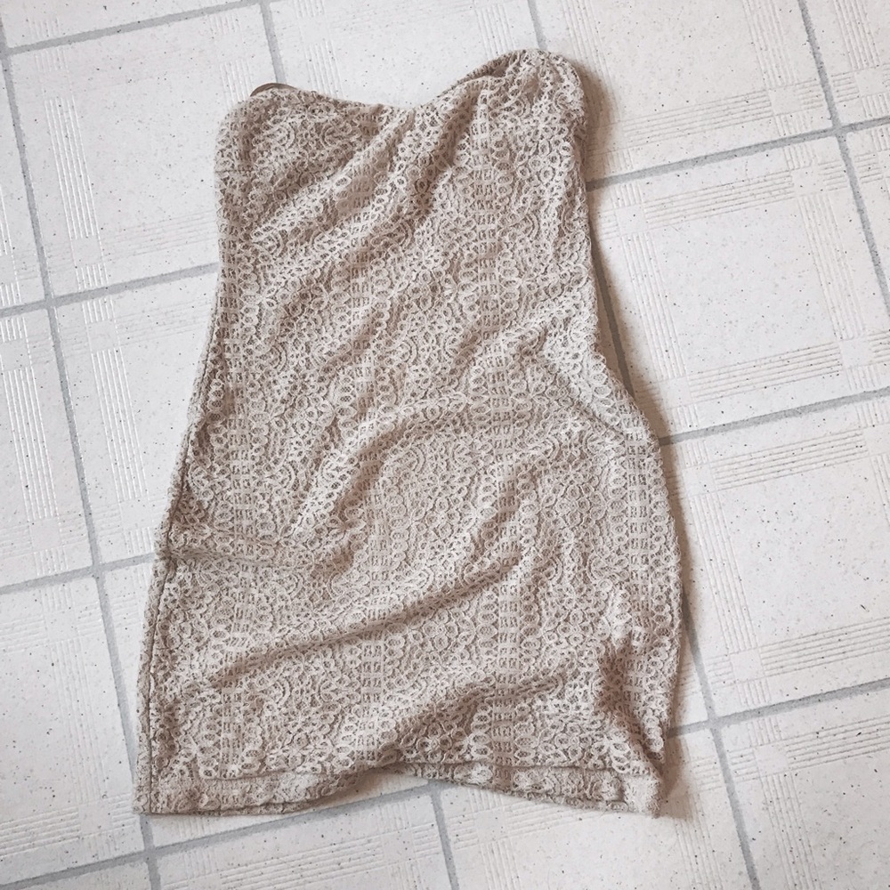 Lace fitted ivory dress by Sparkle & Fade