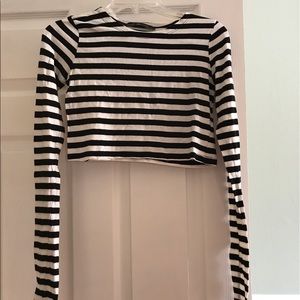 Last Chance! Striped crop top with long sleeves