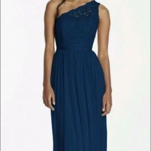 Davids Bridal Long One Strap Lace Bridesmaid Dress