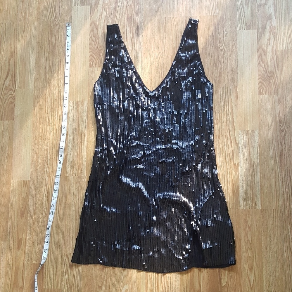 Black sequins mini low cut front and back freepeop