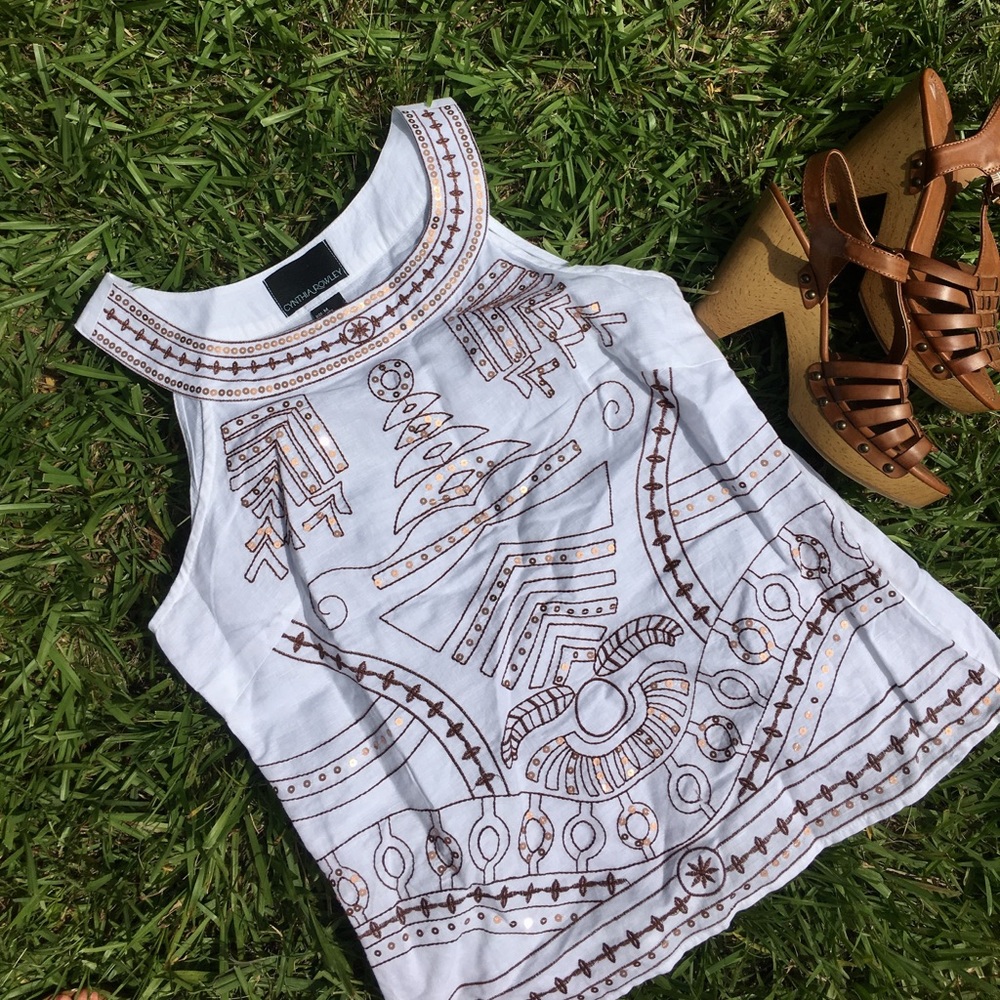 Cynthia Rowley embroidered linen top, sz M, NWOT