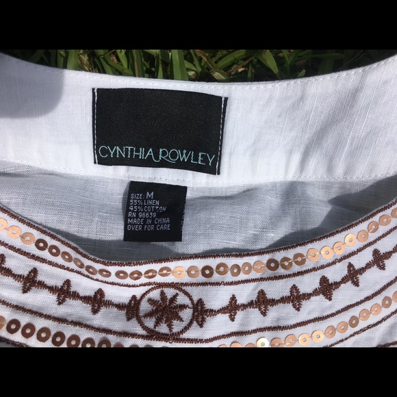 Cynthia Rowley embroidered linen top, sz M, NWOT - Picture 3 of 6