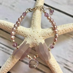 Amethyst Sea Glass Sterling Silver Bracelet