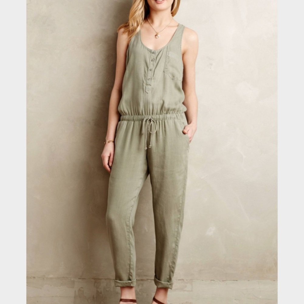 Cloth and Stone, Anthropologie Olive Jumpsuit
