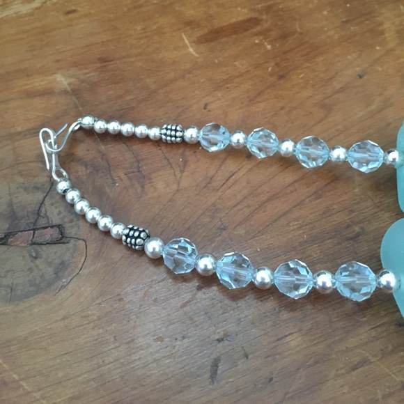 Aqua Sterling Sea Glass Shell Necklace - Picture 5 of 7