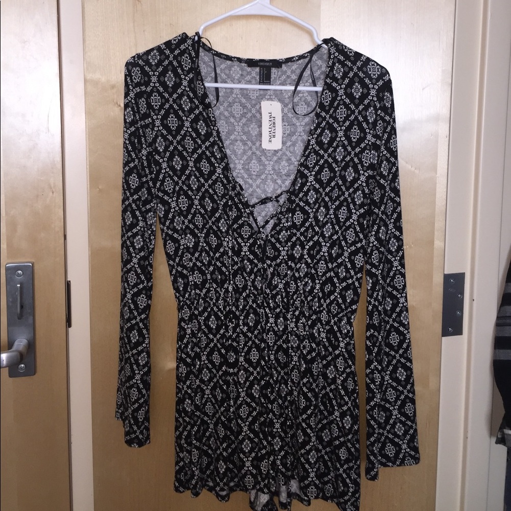 NWT Black and White Forever 21 Romper