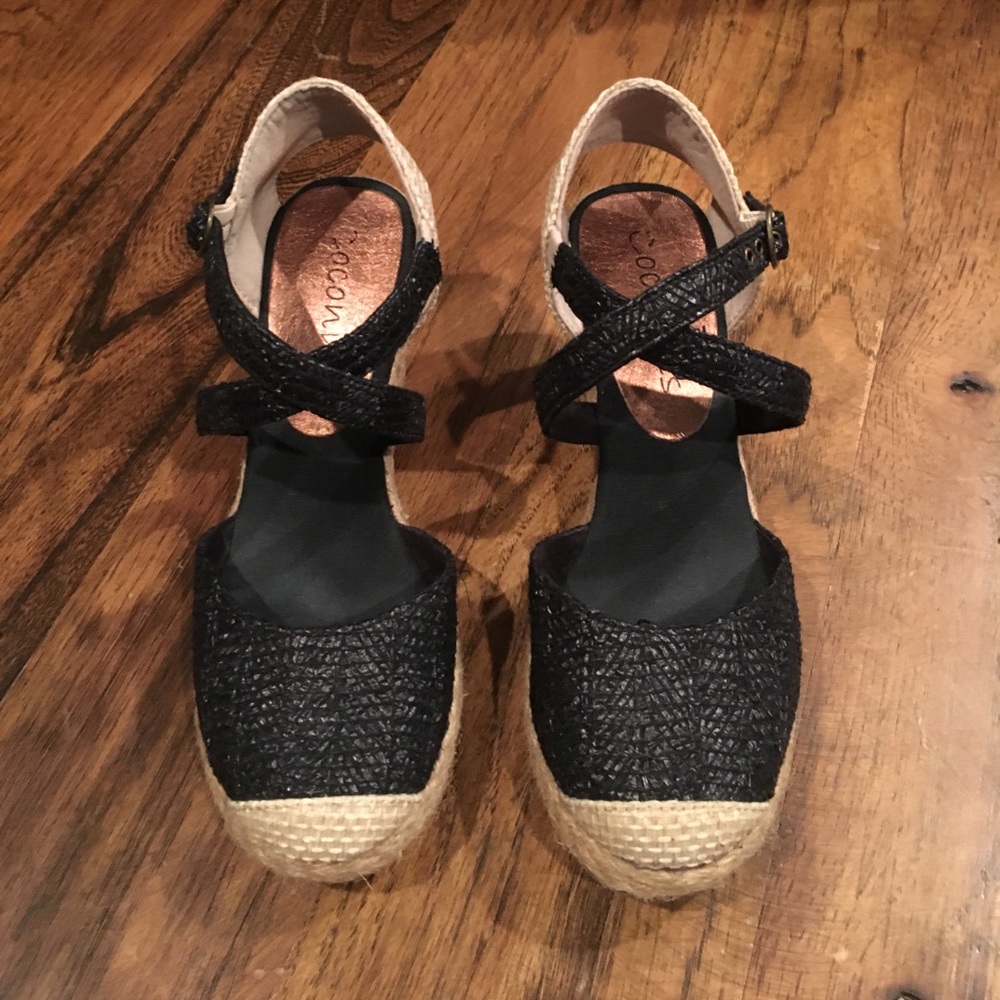 Coconuts black & tan wedges