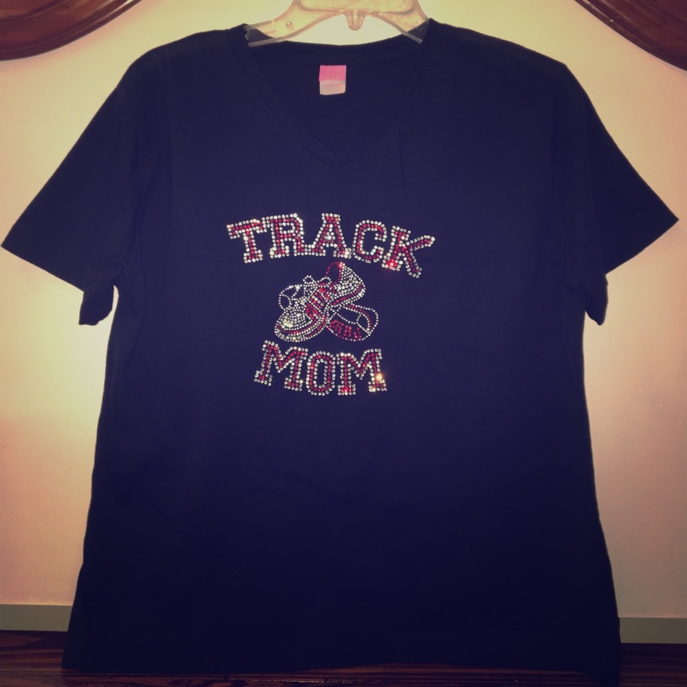 NEW RHINESTONE TRACK MOM SHIRT