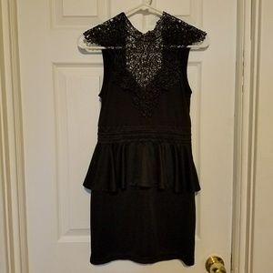 Black lace peplum dress