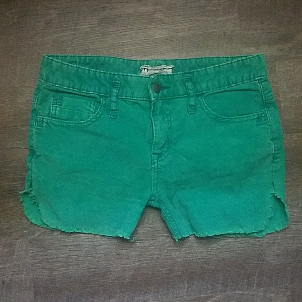 Free People Green Corduroy Cut Off Shorts