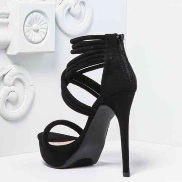 Suedette Multi Cross Strap Heels 7.5 NEW - Picture 2 of 2