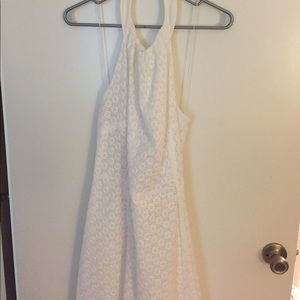 White eyelet halter dress