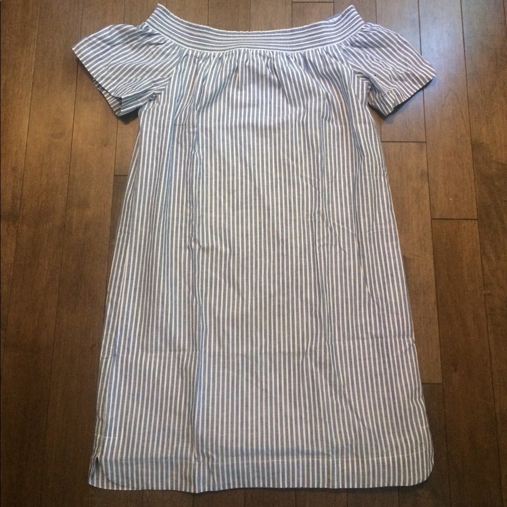 J Crew Striped Off the Shoulder Dress size 8