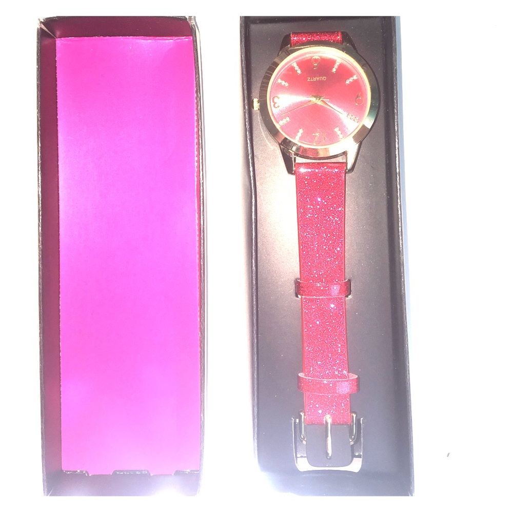 Red and gold sparkly watch