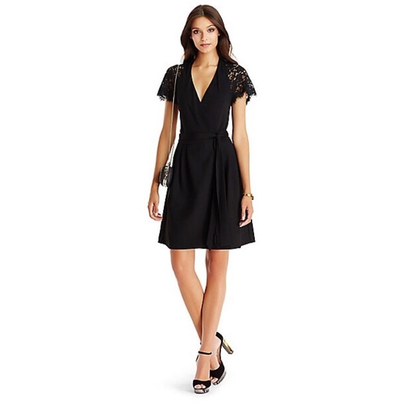 Diane Von Furstenberg Dresses & Skirts - DVF Black Lace Wrap Dress