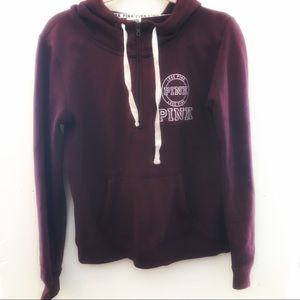 PINK Victoria's Secret quarter zip burgundy hoodie