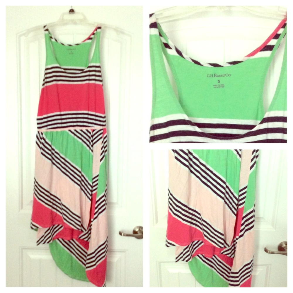 GH Bass Hi-Low Bright Pastel Tank T-Shirt Dress S