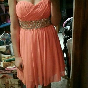 Short orange zip up dress