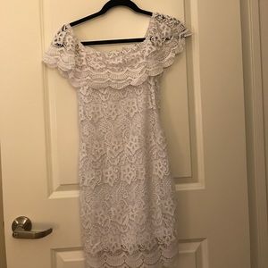 White lace off-the-shoulder dress