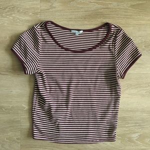 Charlotte Russe Red and White Striped Crop Top