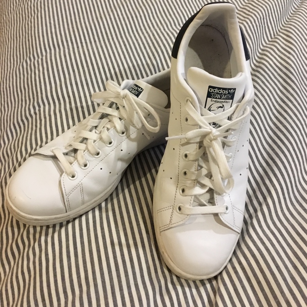 Men's 11.5 white/navy leather Stan smiths