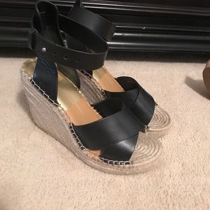 Never worn Black Wedge Sandals