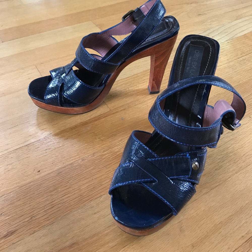 Derek Lam Navy Patent sandal heels