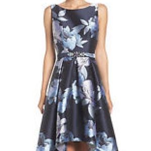 Eliza j belted sleeveless high/ low dress
