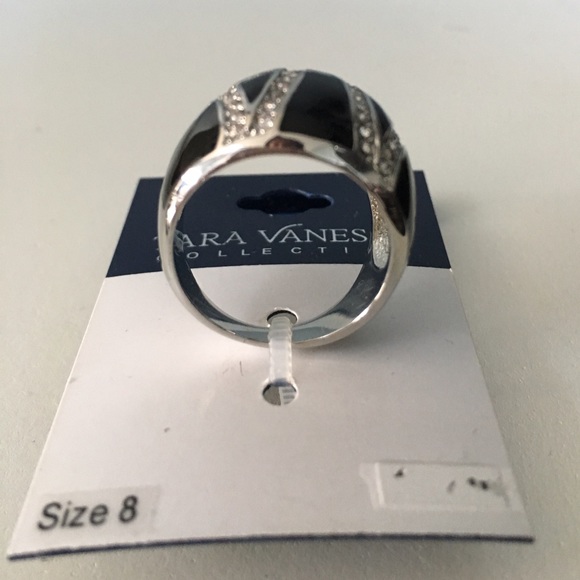 Tara Vanessa Collection Enamel Pave Ring in Black - Picture 2 of 3