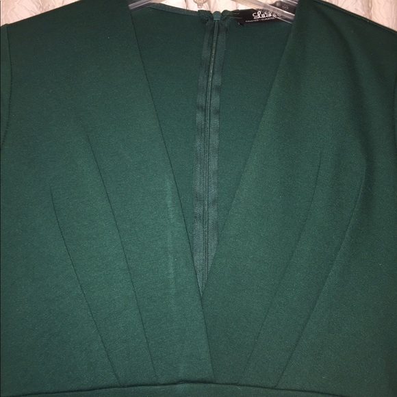 Green Deep-V Cocktail Dress - Picture 2 of 8