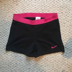 Nike Pro Black and Pink Shorts