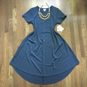 LuLaRoe Carly Slate Blue w/ subtle pattern Small