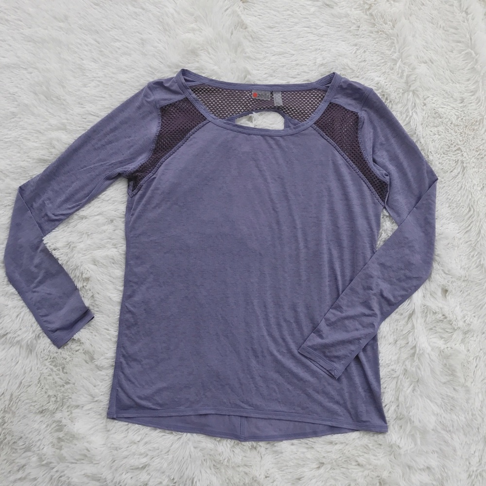 Zella Lavender Mesh Keyhole Active Top