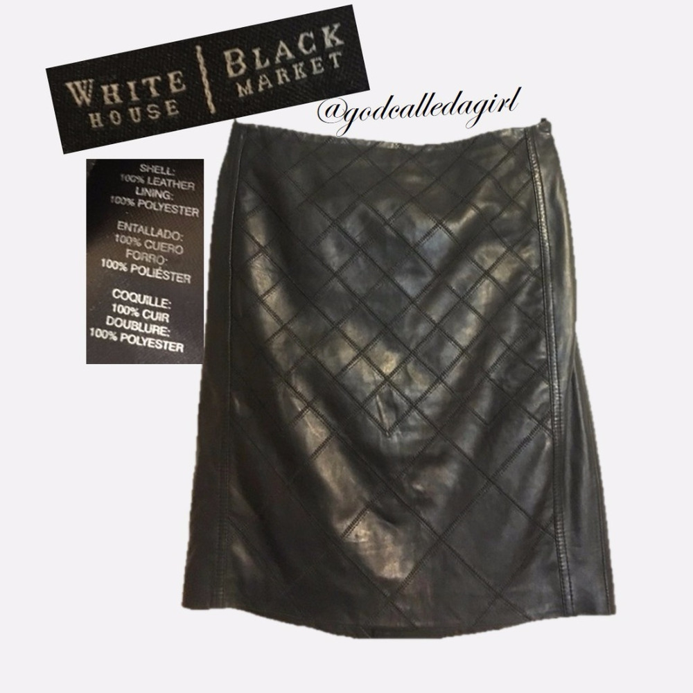 WHBM 100% Leather Skirt w/ pattern stitching