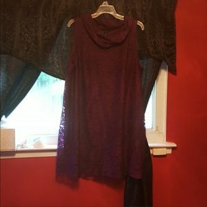 Lace detailed  tunic with cowl neck