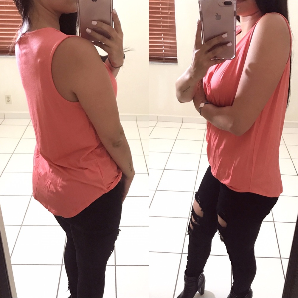 LAST CHANCE 🎆 Coral Sleeveless Wrap Top - Picture 2 of 3
