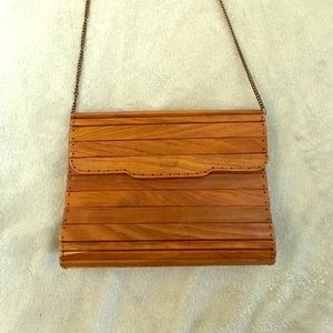 French Connection Wood Clutch Purse