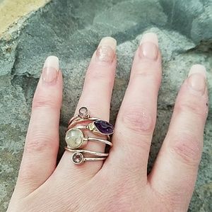 Genuine sterling silver & stone ring 6