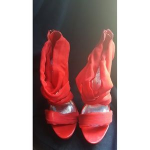 Anne Michelle Red Platform Sandals