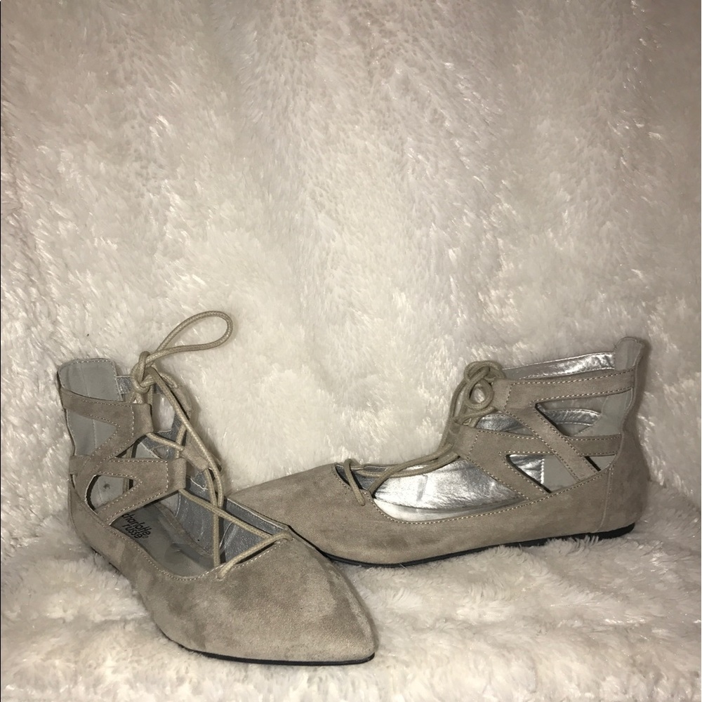 Grey lace up flats never worn before