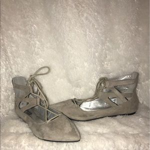 Grey lace up flats never worn before