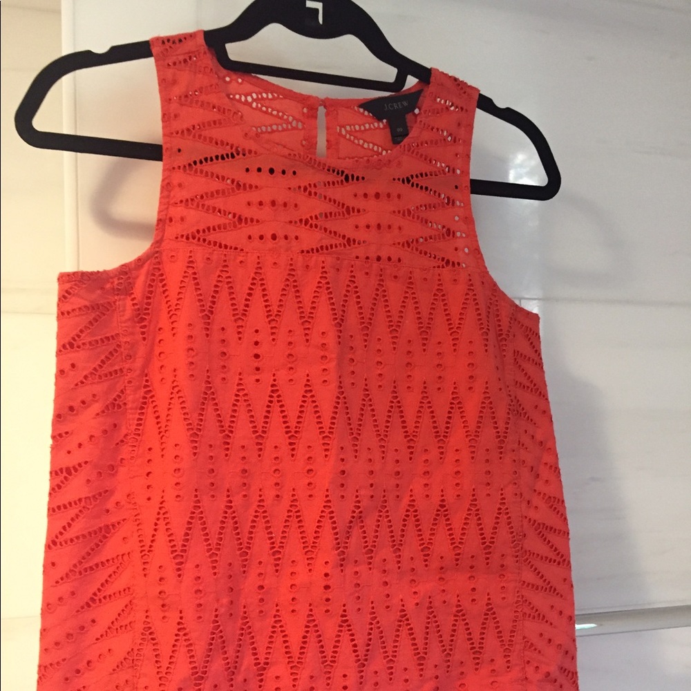 J Crew Red Eyelet Sleeveless Top