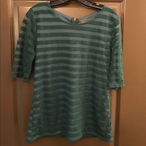 Anthropologie top with sheer mesh sleeves