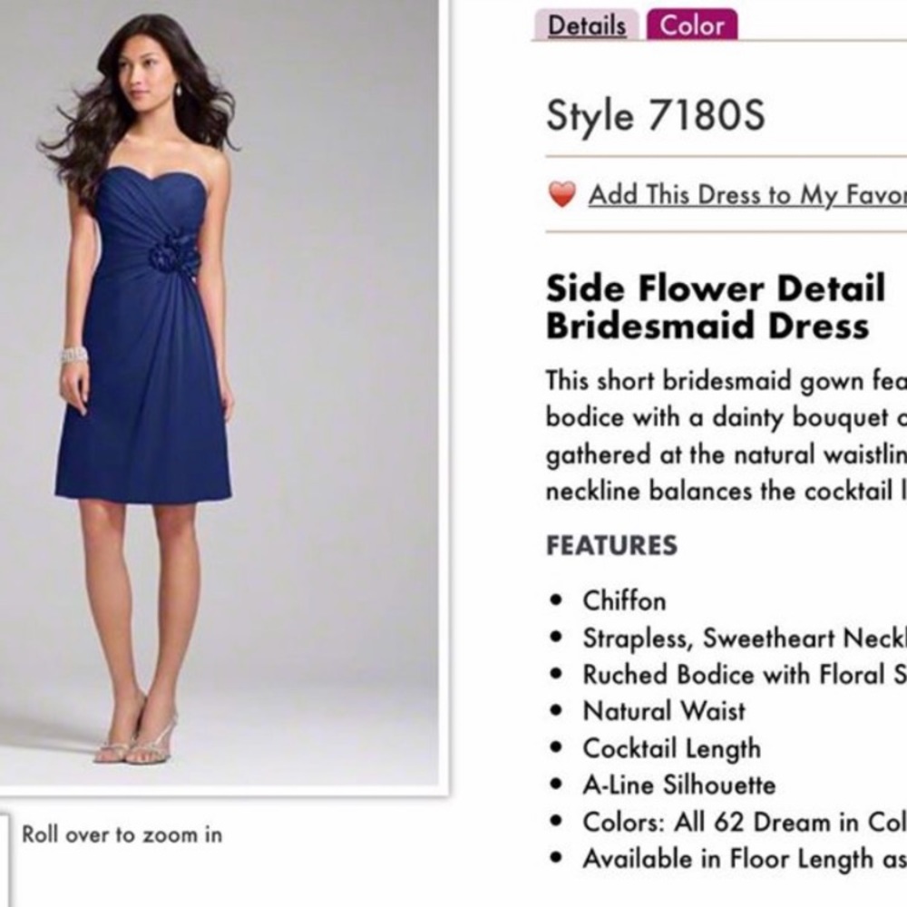 Alfred Angelo Navy Size 10 unaltered style 7180s