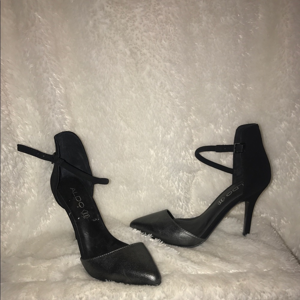 Dark grey front black back Aldo heels. Size 6.5