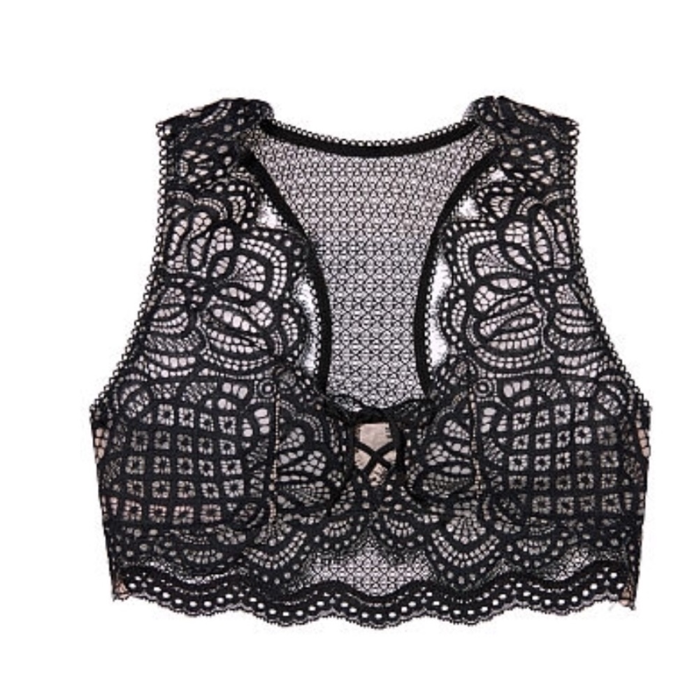 NEW! VS Laced Up Bralette Racerback Bra Black